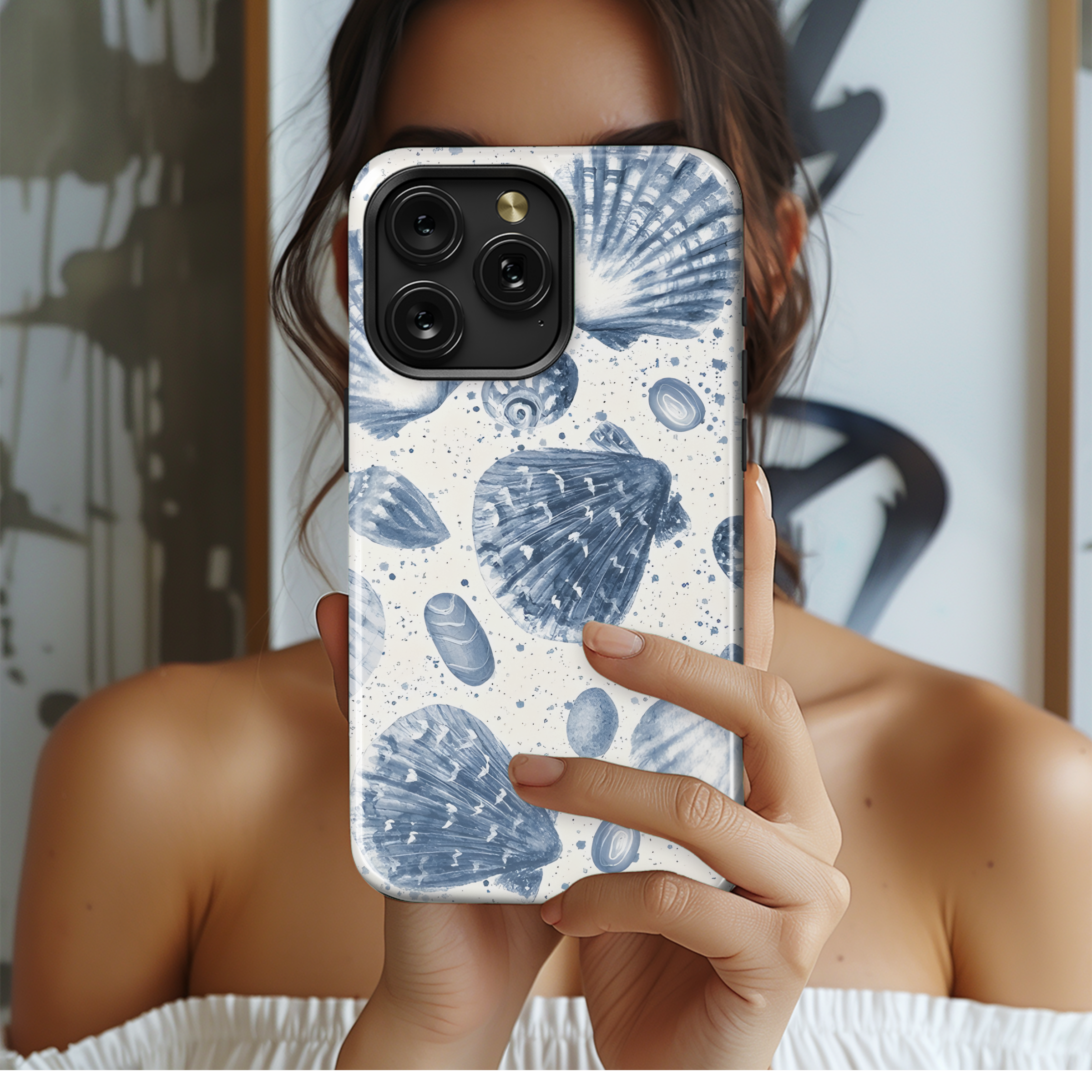 Watercolor Seashells Pattern Phone Case iPhone Samsung Cover Pixel 2332