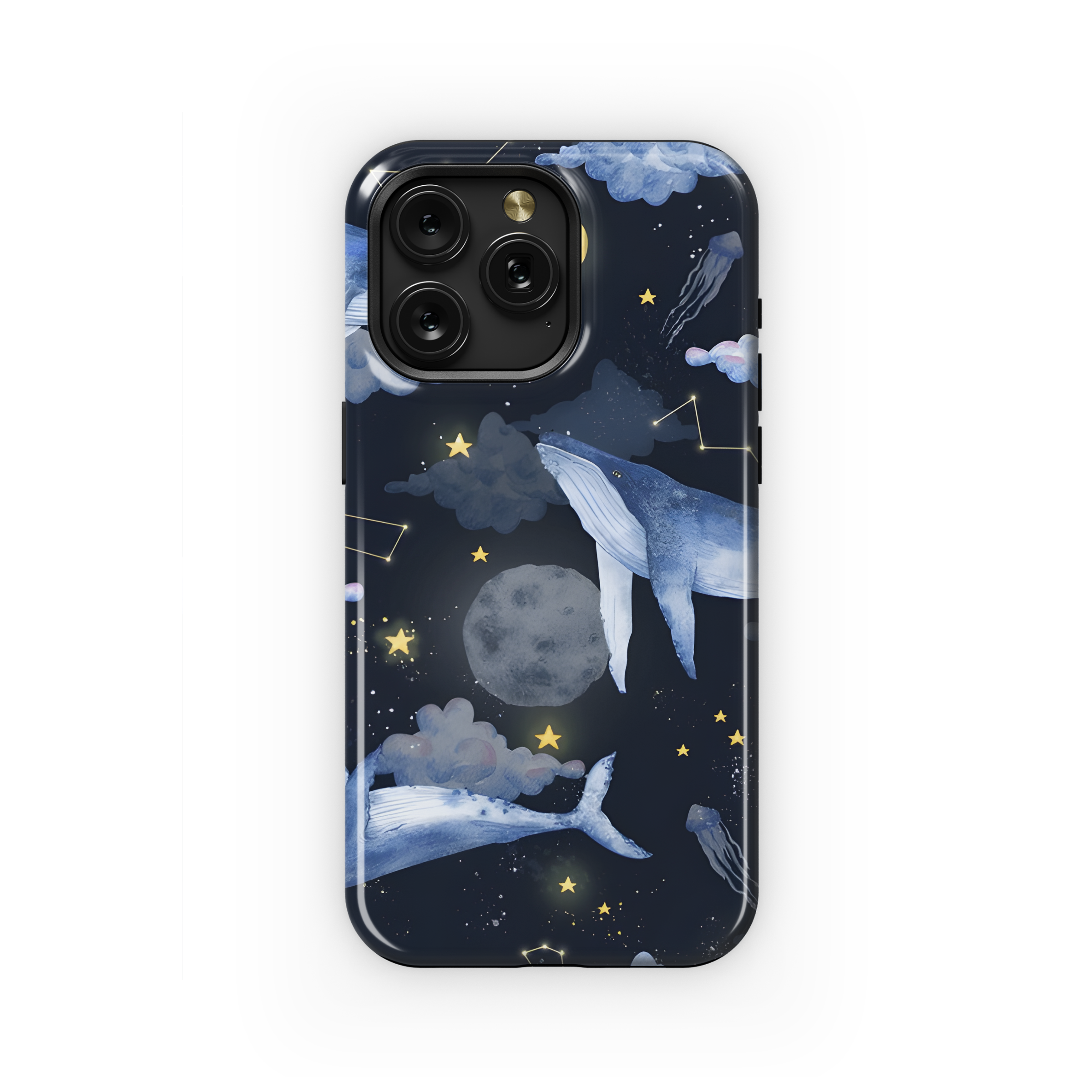 Watercolor Whales Space Clouds Phone Case iPhone Samsung Cover Pixel 2636