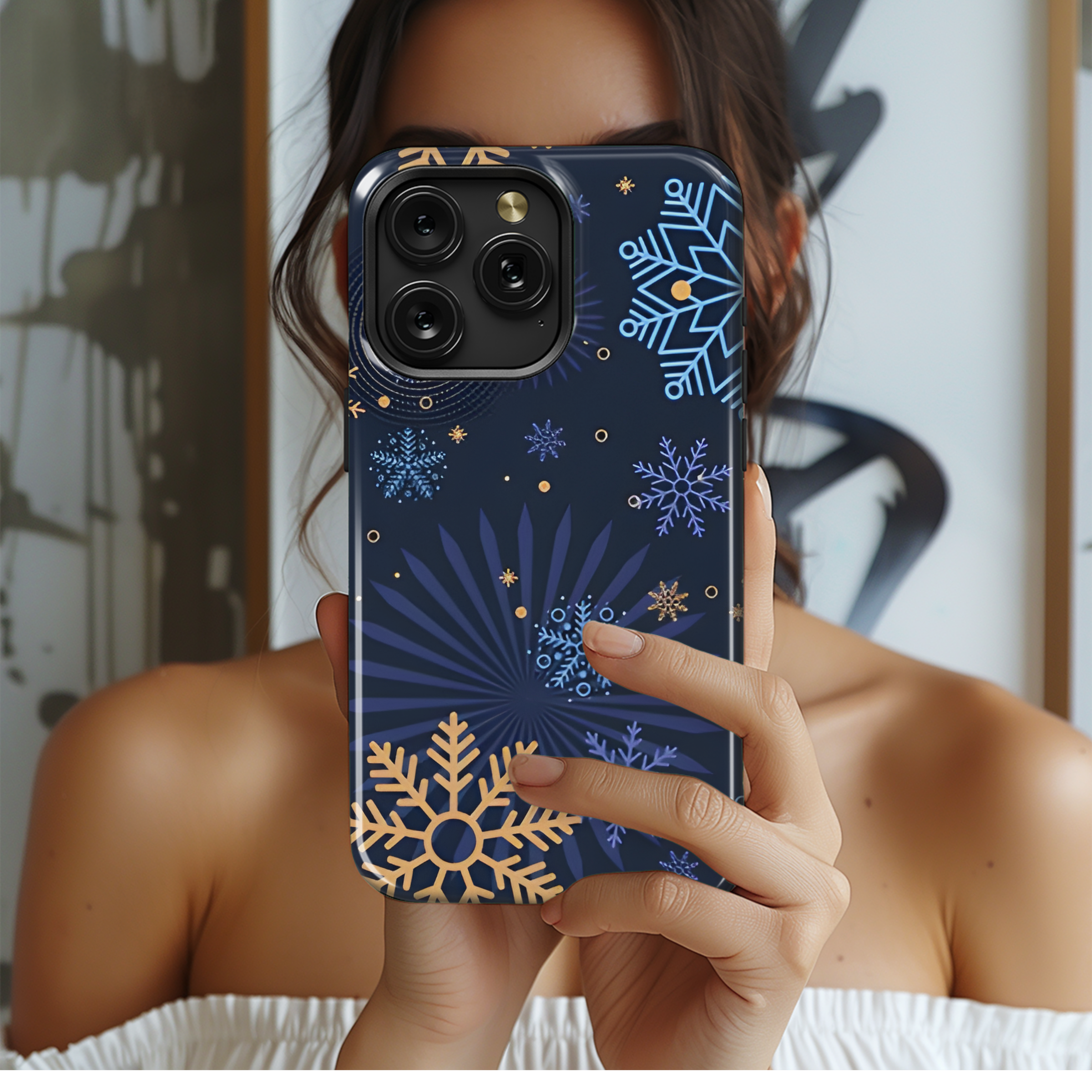 Winter Night Christmas Snowflakes Phone Case iPhone Samsung Cover Pixel 2158