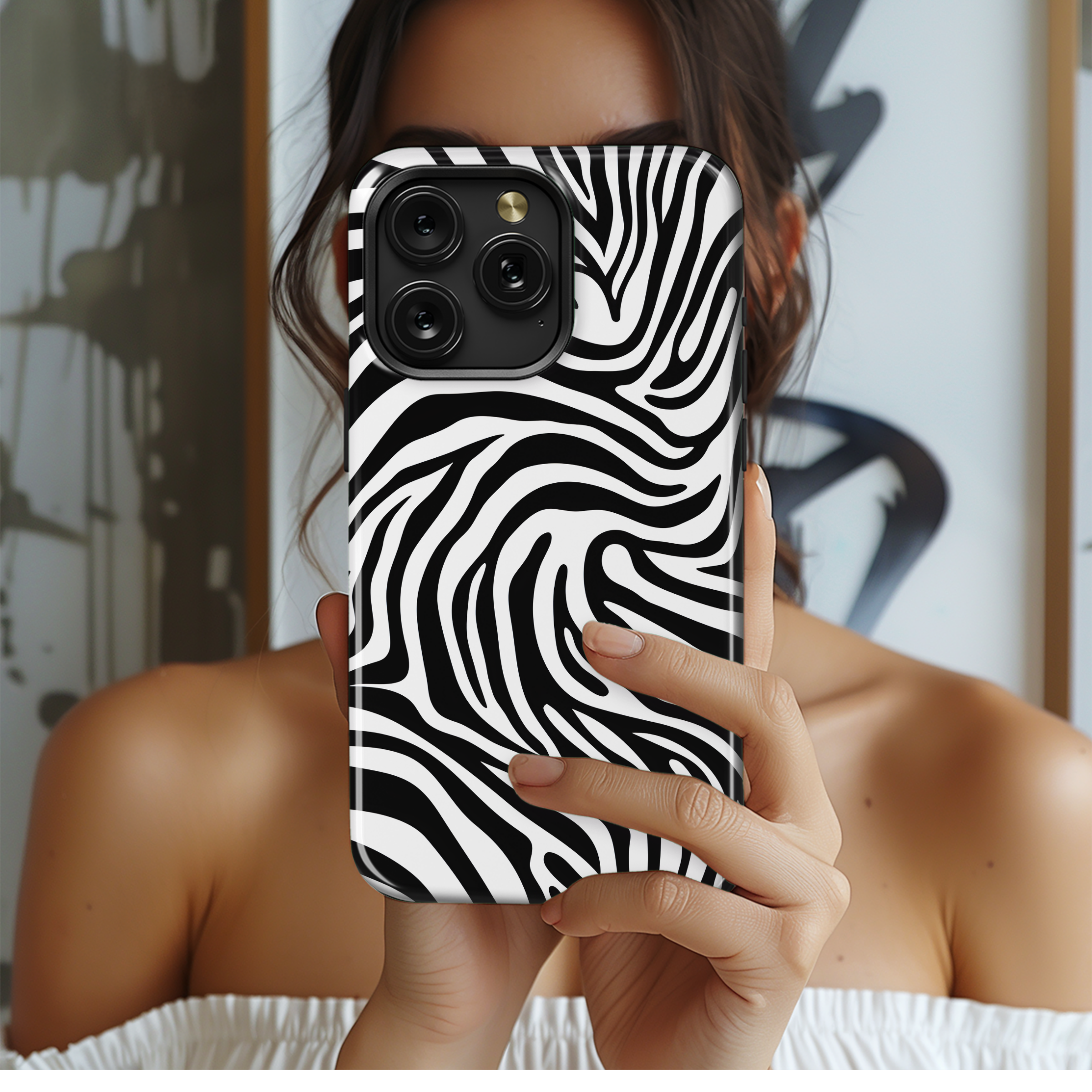 Zebra Print Phone Case iPhone Samsung Cover Pixel 2546