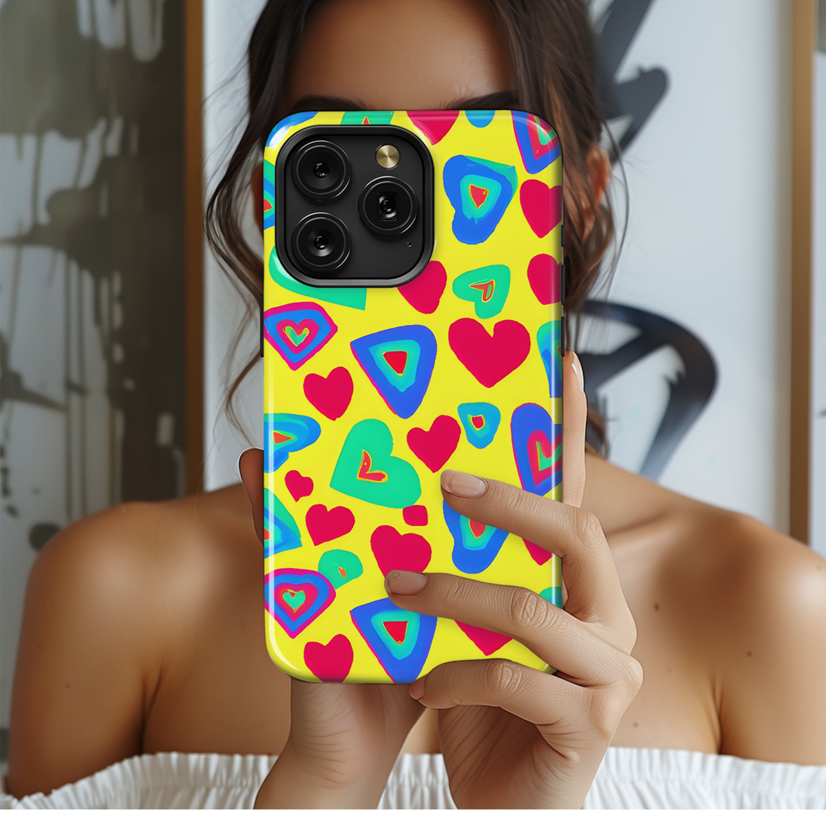 70s Style Hearts Phone Case iPhone Samsung Cover Pixel 3603 - Image 2