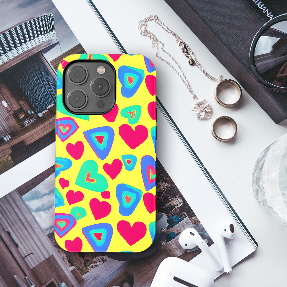 70s Style Hearts Phone Case iPhone Samsung Cover Pixel 3603 - Image 3