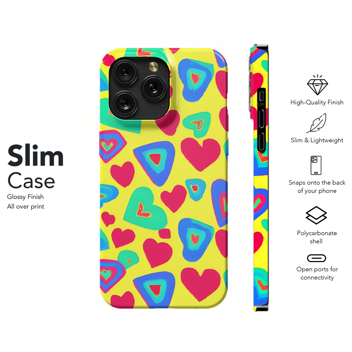 70s Style Hearts Phone Case iPhone Samsung Cover Pixel 3603 - Image 7