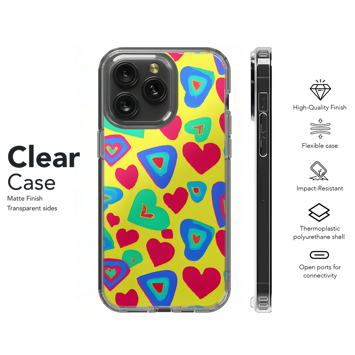 70s Style Hearts Phone Case iPhone Samsung Cover Pixel 3603 - Image 8