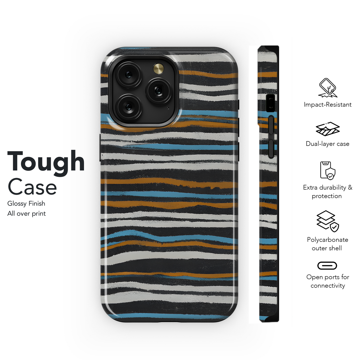 Aboriginal Textile Striped Figures Linen Tweed Textured Navy Phone Case iPhone Samsung Cover Pixel 3307 - Image 6