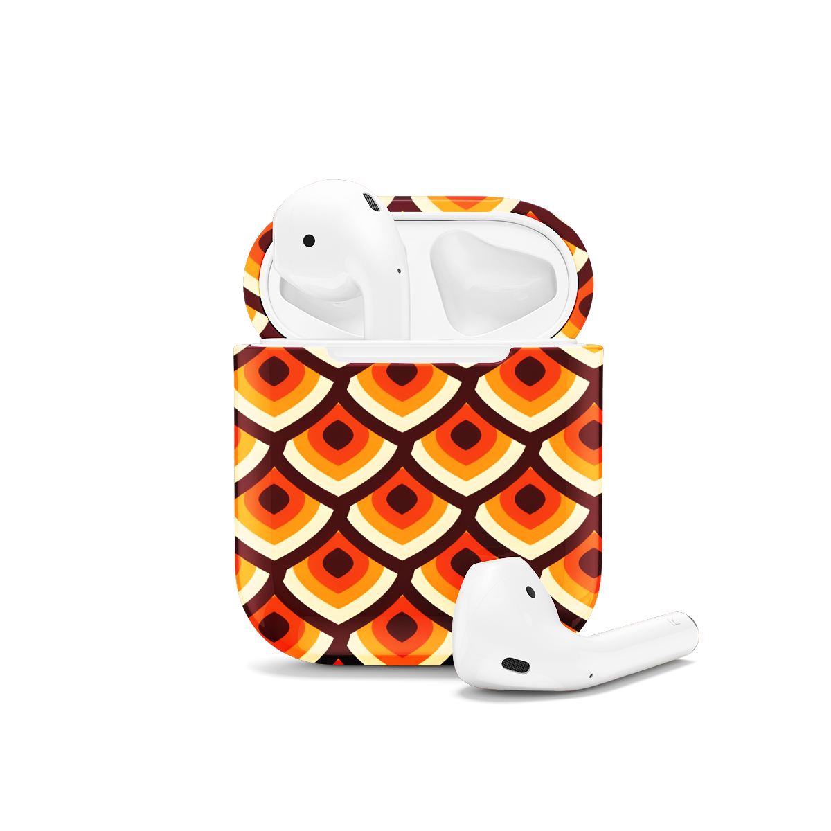 Abstract Brown Orange Retro Mosaic AirPods Case AirPods Pro AirPods Pro 2 AirPods 3 AirPods 2 Glossy 1394 - Image 1