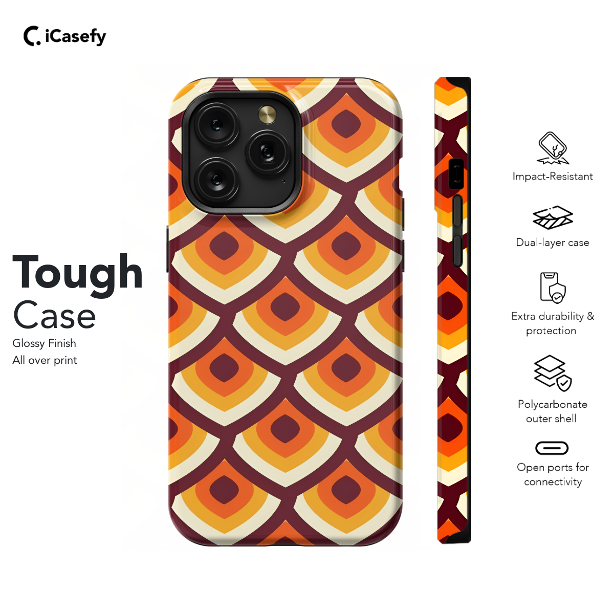 Abstract Brown Orange Retro Mosaic Phone Case iPhone Samsung Cover Pixel 1394 - Image 5