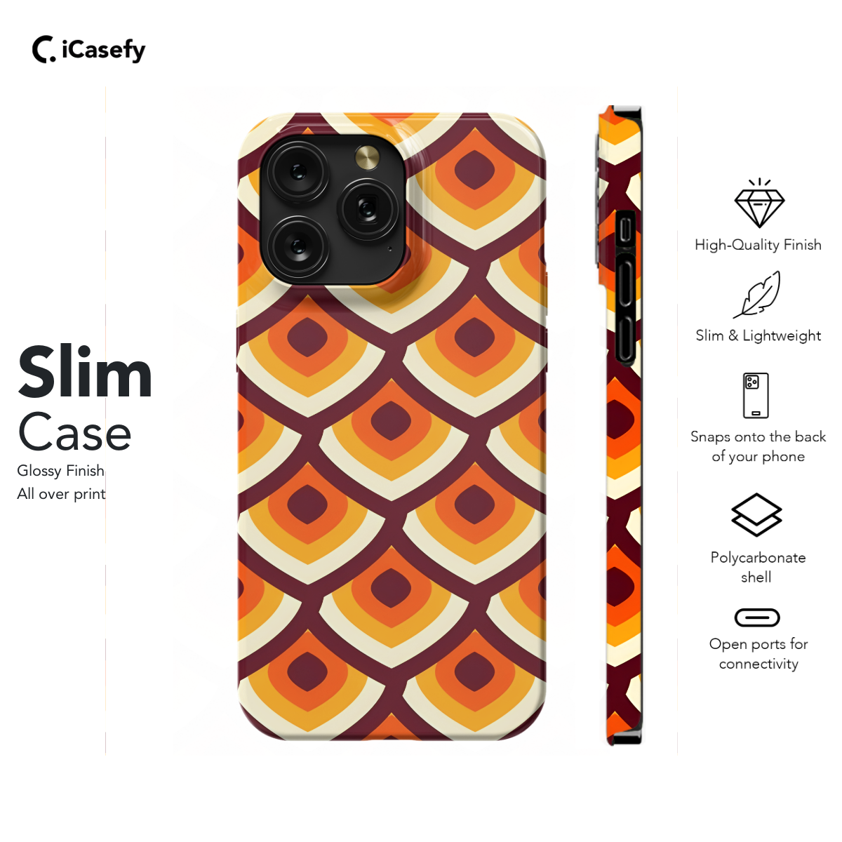 Abstract Brown Orange Retro Mosaic Phone Case iPhone Samsung Cover Pixel 1394 - Image 6