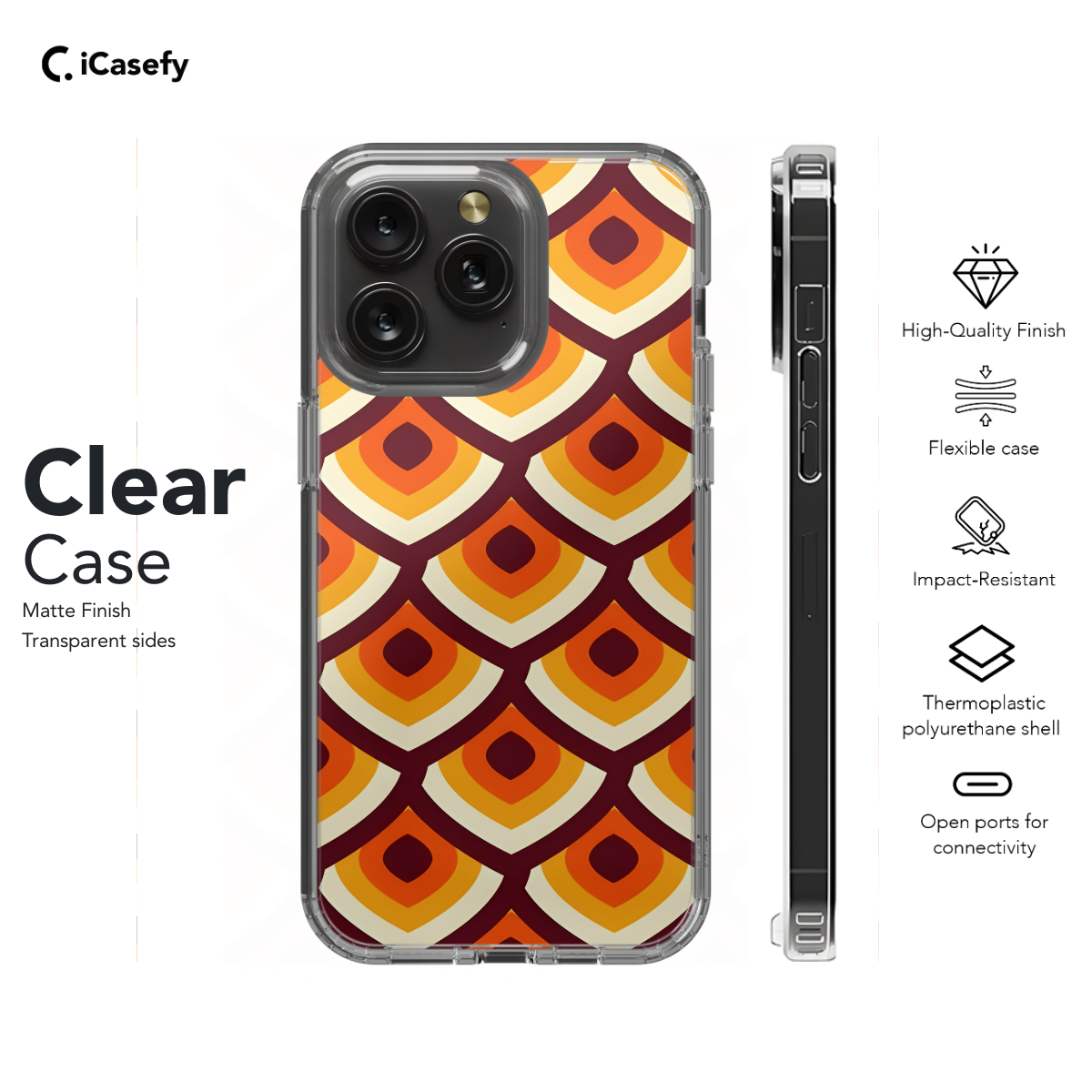 Abstract Brown Orange Retro Mosaic Phone Case iPhone Samsung Cover Pixel 1394 - Image 7