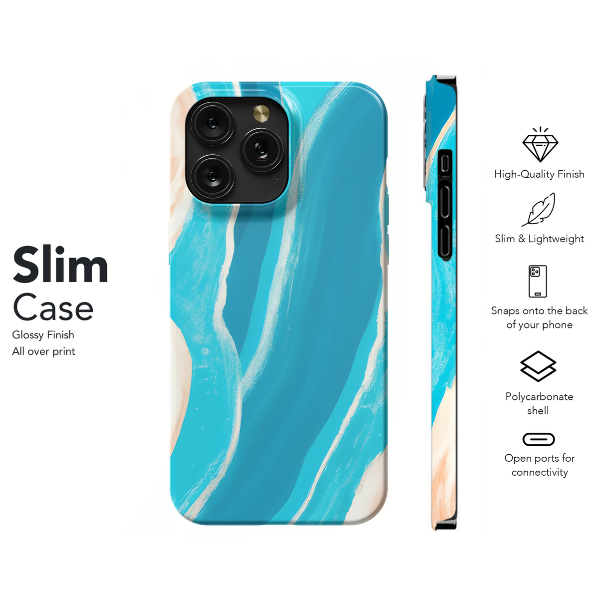 Abstract Painted Wave & Agate Phone Case iPhone Samsung Cover Pixel 3516 - Image 7