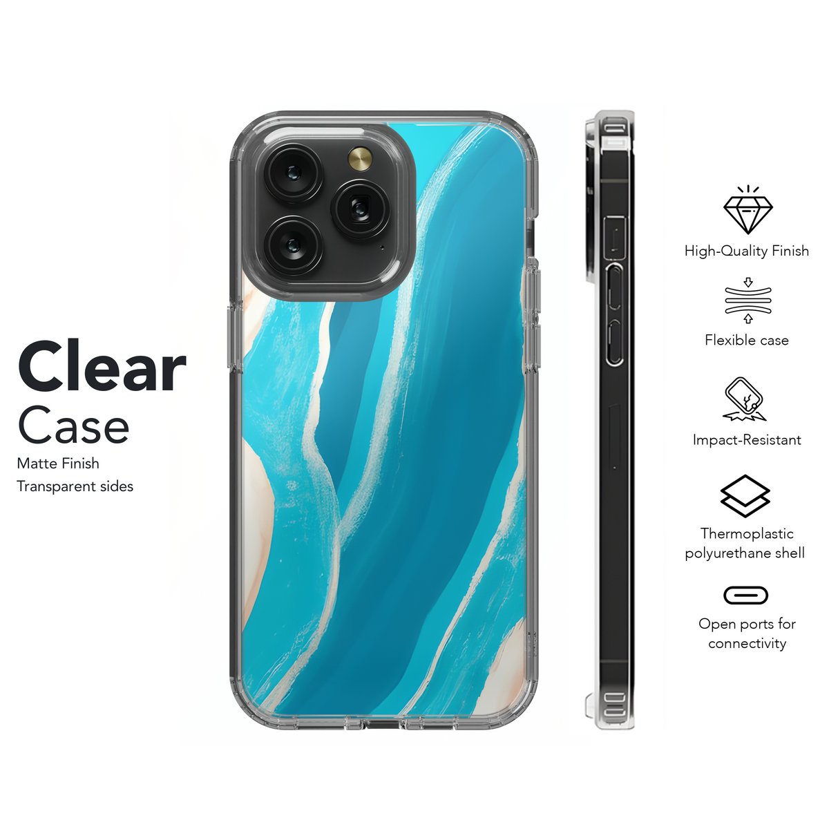 Abstract Painted Wave & Agate Phone Case iPhone Samsung Cover Pixel 3516 - Image 8