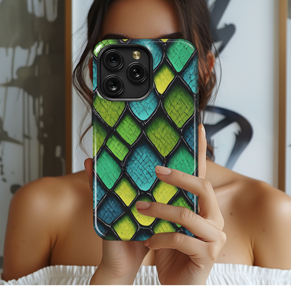 Abstract Snake Skin Neon Phone Case iPhone Samsung Cover Pixel 3352 - Image 2