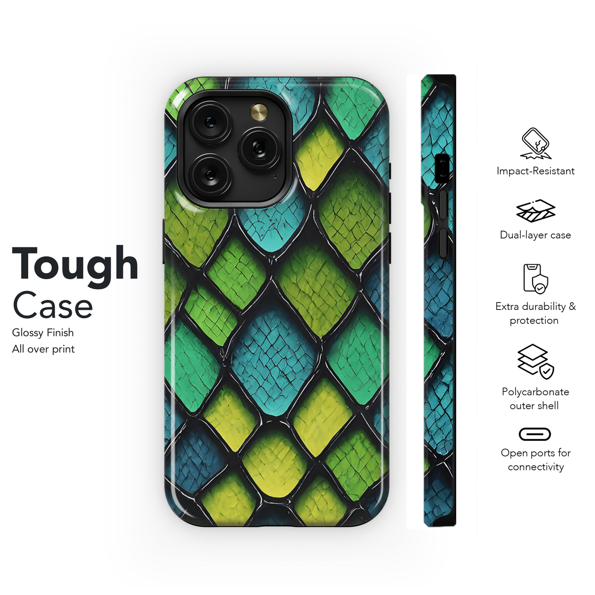 Abstract Snake Skin Neon Phone Case iPhone Samsung Cover Pixel 3352 - Image 6