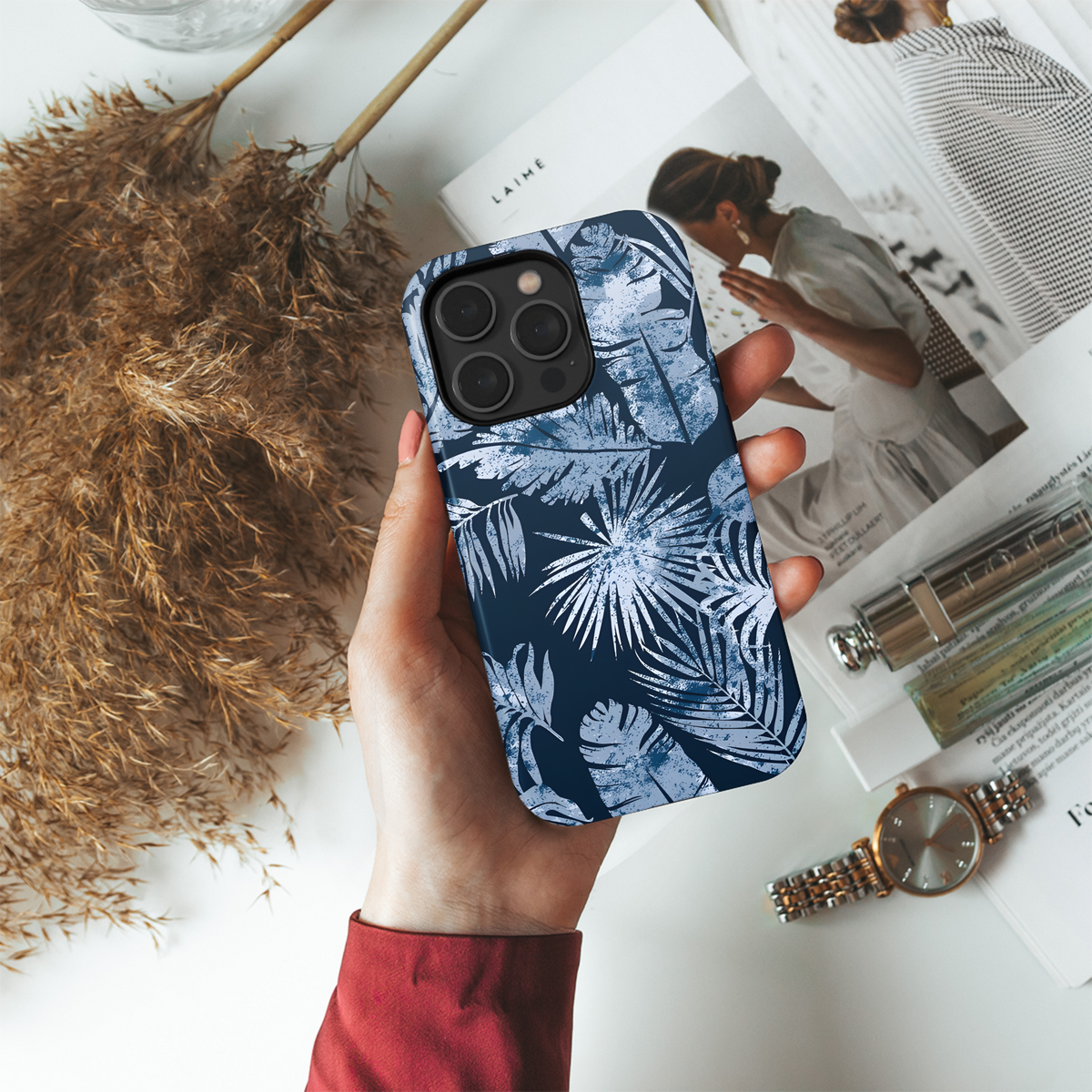 Abstract Tropical Leaves Grunge Phone Case iPhone Samsung Cover Pixel 2692 - Image 3