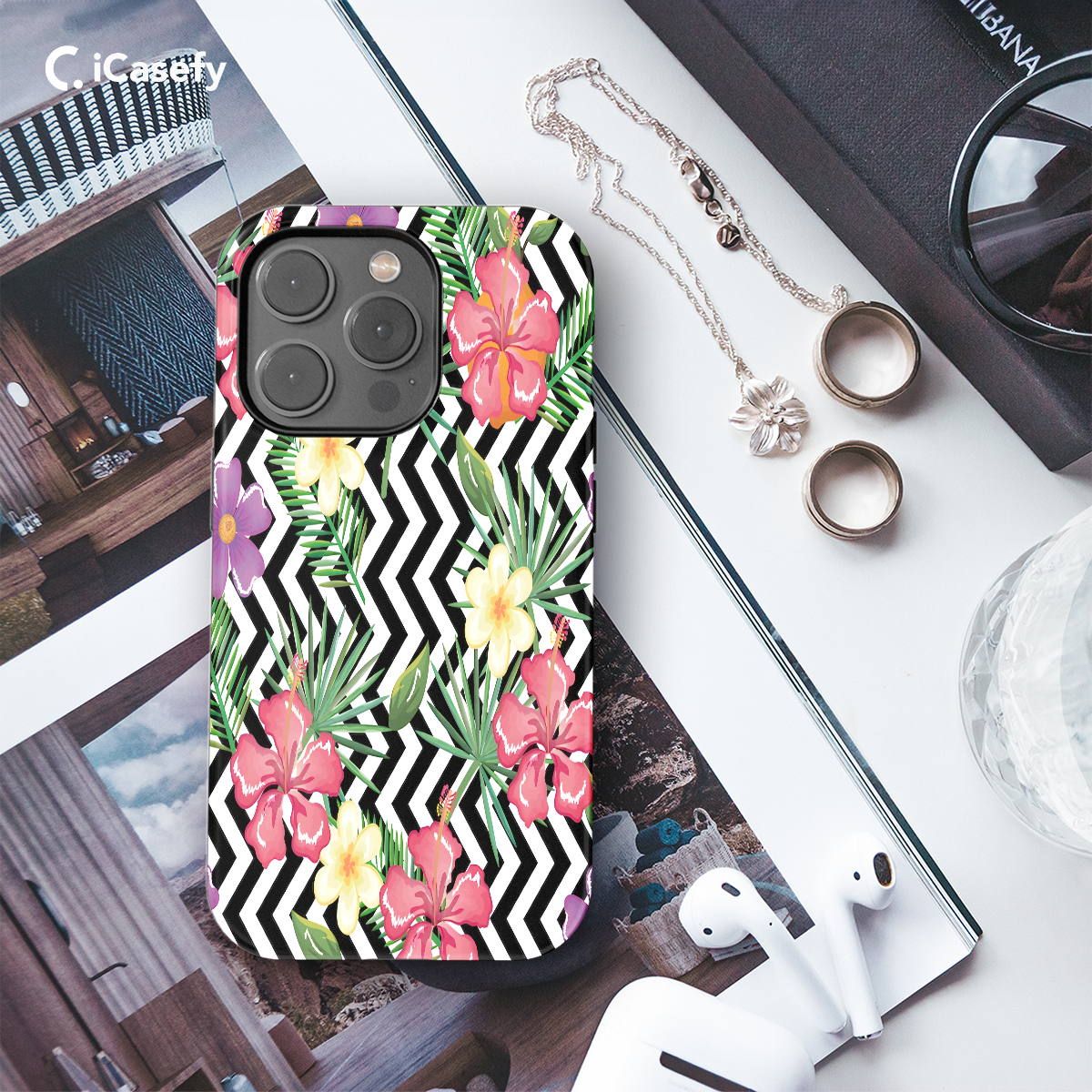 Abstract Wavy Tropical Flower Phone Case iPhone Samsung Cover Pixel 1177 - Image 3