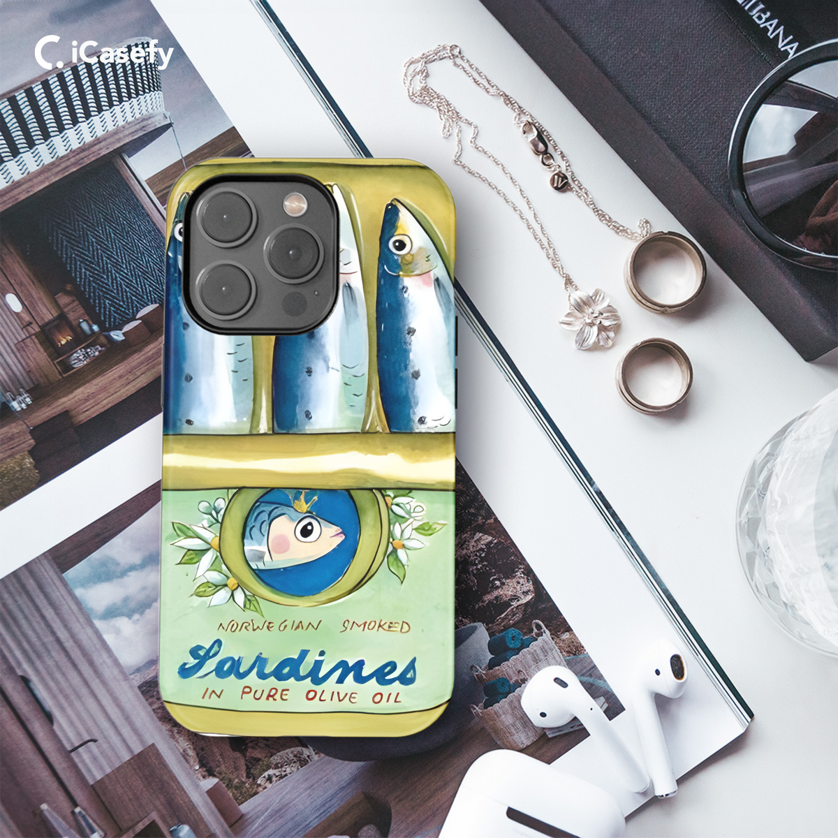 Aesthetic Collage Fish Sea Sardine Phone Case iPhone Samsung Cover Pixel 1796 - Image 3