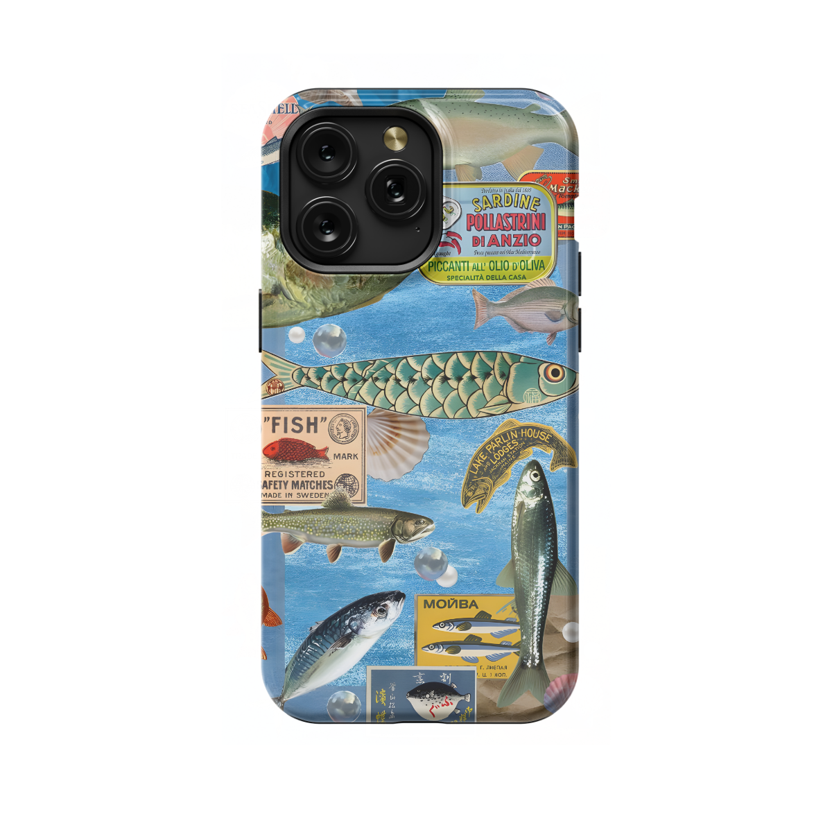 Aesthetic Collage Fish Sea Sardine Phone Case iPhone Samsung Pixel & More 347 - Image 1