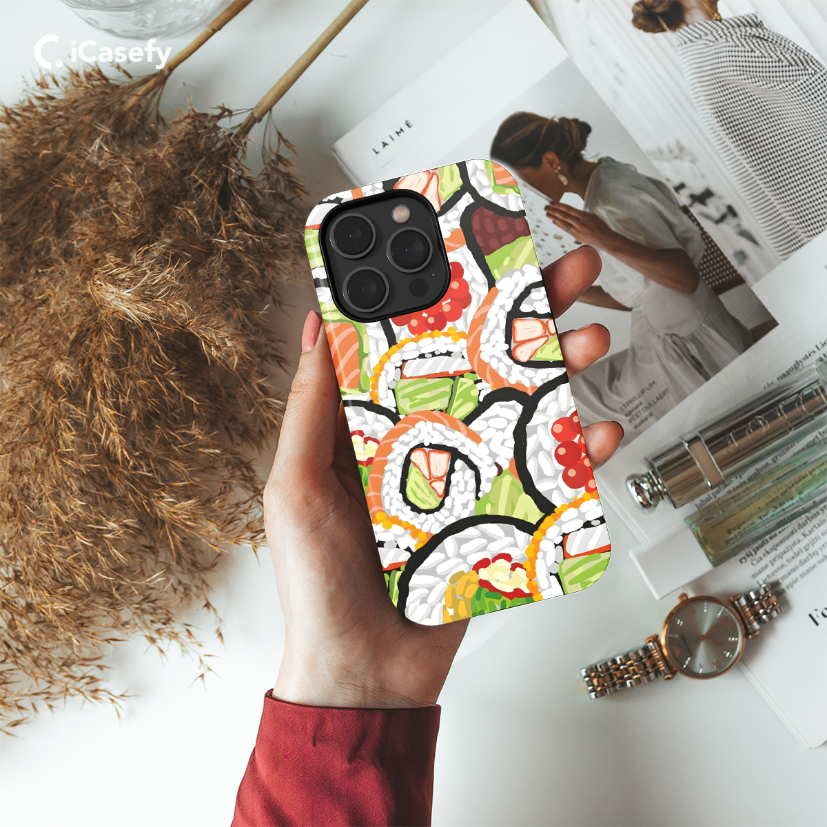 Aesthetic Seamless Sushi Phone Case iPhone Samsung Cover Pixel 1003 - Image 2