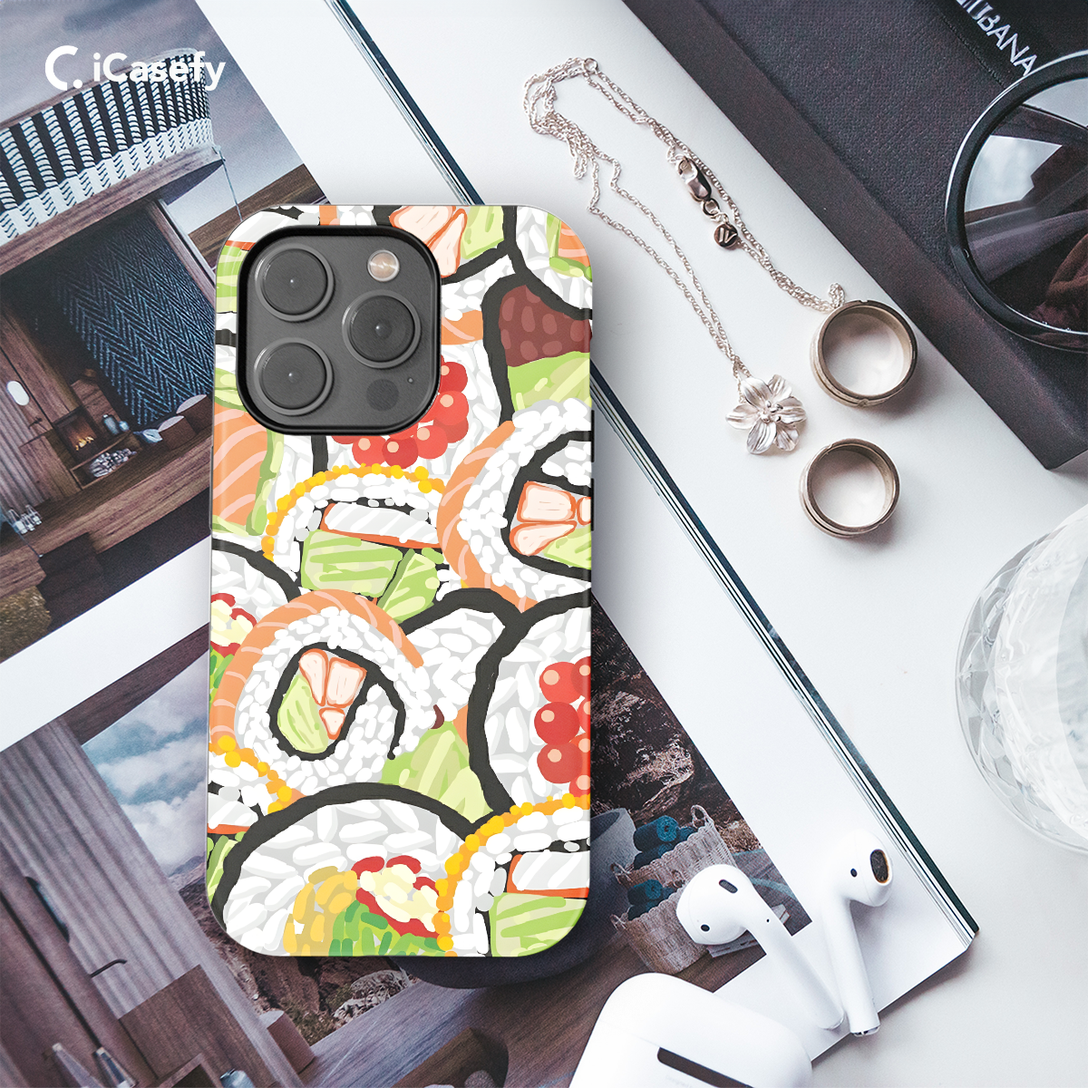 Aesthetic Seamless Sushi Phone Case iPhone Samsung Cover Pixel 1003 - Image 3