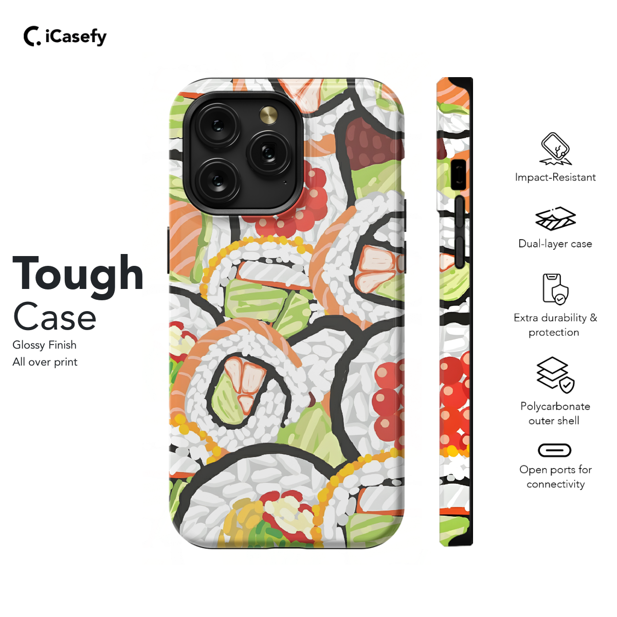 Aesthetic Seamless Sushi Phone Case iPhone Samsung Cover Pixel 1003 - Image 5