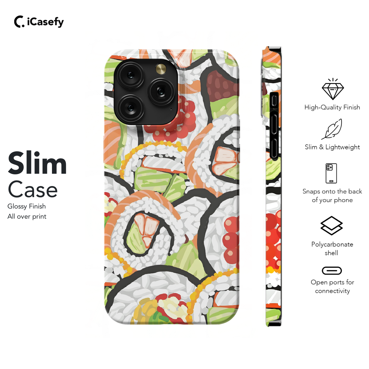 Aesthetic Seamless Sushi Phone Case iPhone Samsung Cover Pixel 1003 - Image 6