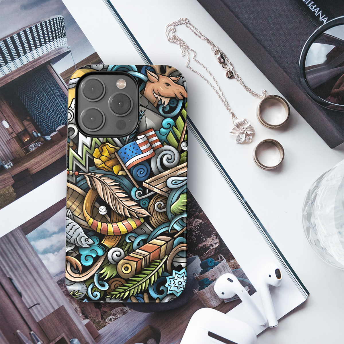 Alaska Cartoon Doodles Seamless Pattern Phone Case iPhone Samsung Cover Pixel 2139 - Image 3