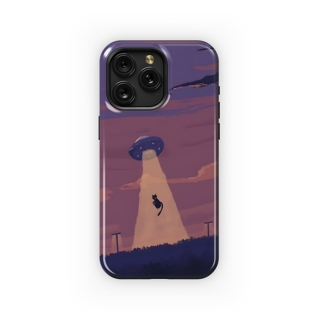 Alien Cat Abduction Phone Case iPhone Samsung Cover Pixel 4346 - Image 1