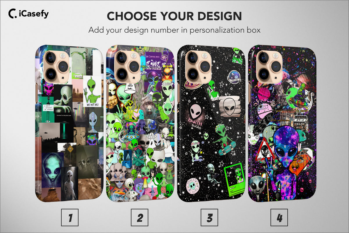 Alien iPhone Case Aesthetic Space Collage Cover Green - Image 1