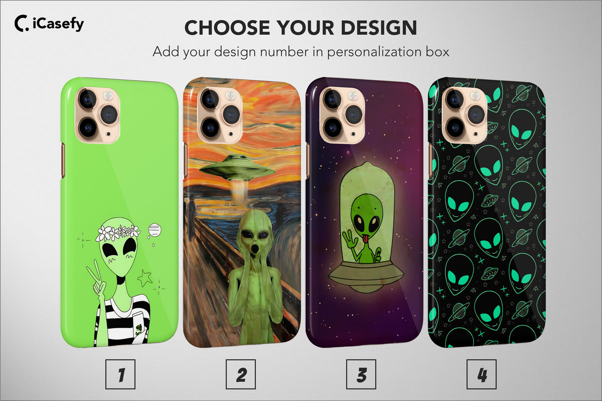 Alien Phone Case Aesthetic Collage Space Green Cover - Image 1