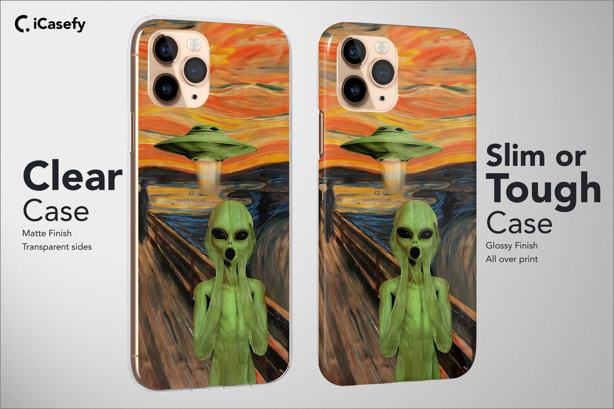 Alien Phone Case Aesthetic Collage Space Green Cover - Image 3