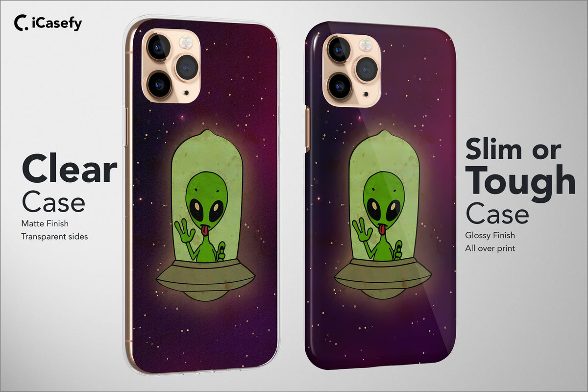 Alien Phone Case Aesthetic Collage Space Green Cover - Image 4