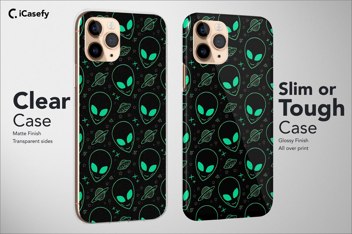 Alien Phone Case Aesthetic Collage Space Green Cover - Image 5