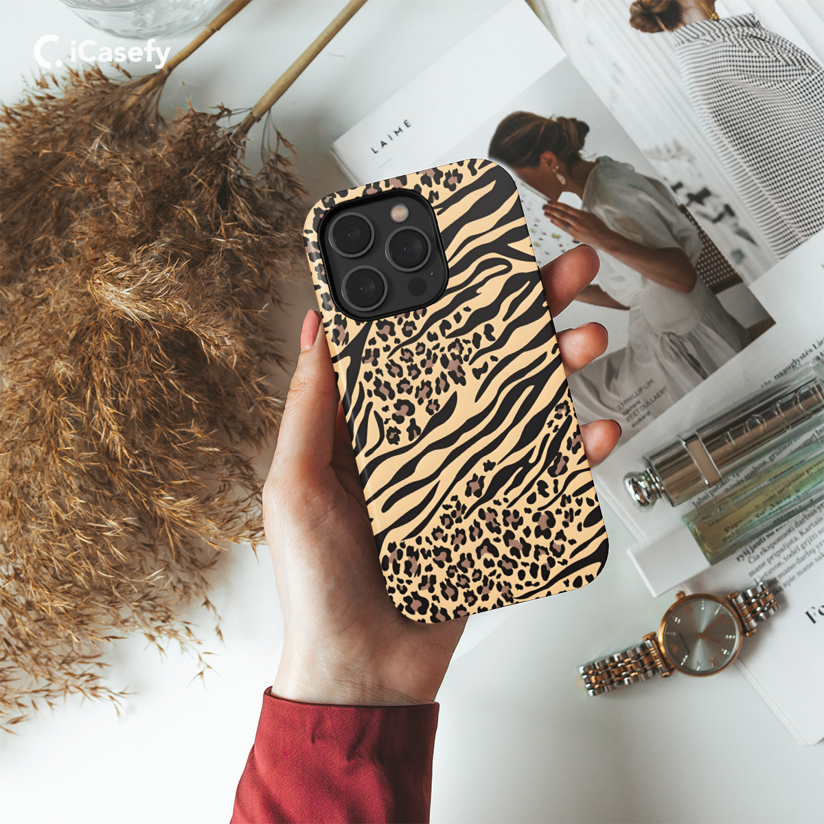 Animal Print Leopard and Zebra Texture Mix Phone Case iPhone Samsung Cover Pixel 1301 - Image 2