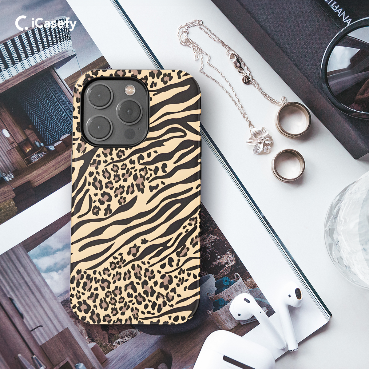 Animal Print Leopard and Zebra Texture Mix Phone Case iPhone Samsung Cover Pixel 1301 - Image 3