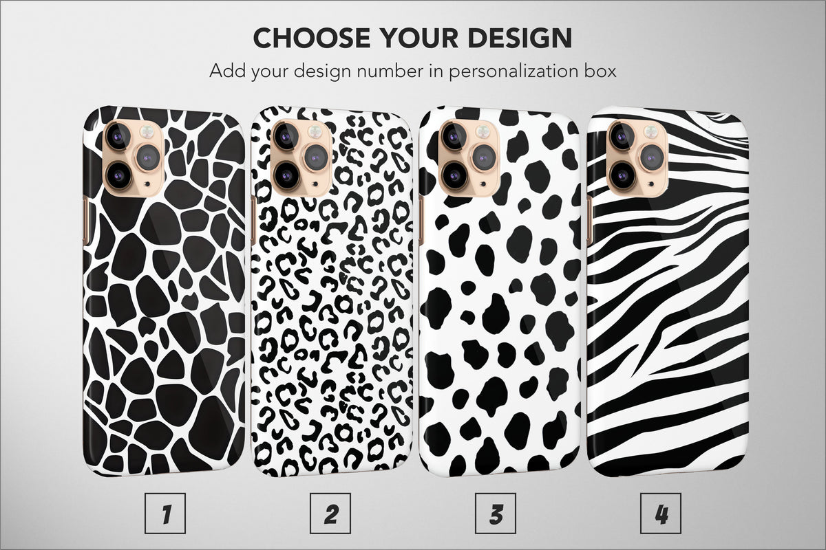 Animal Print Phone Case Black White Cheetah Zebra Leopard Cover - Image 1