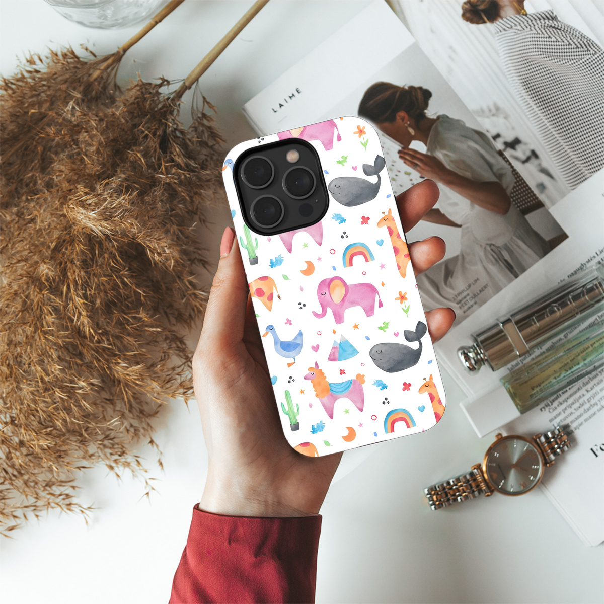 Animal Watercolor Kid Phone Case iPhone Samsung Cover Pixel 2669 - Image 4