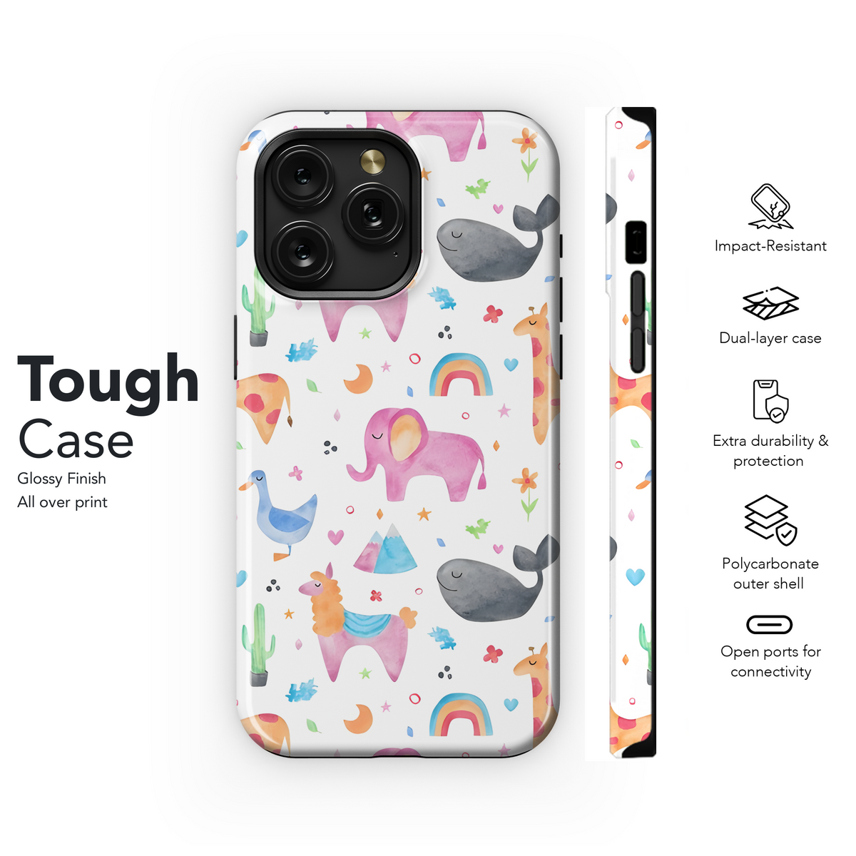 Animal Watercolor Kid Phone Case iPhone Samsung Cover Pixel 2669 - Image 6