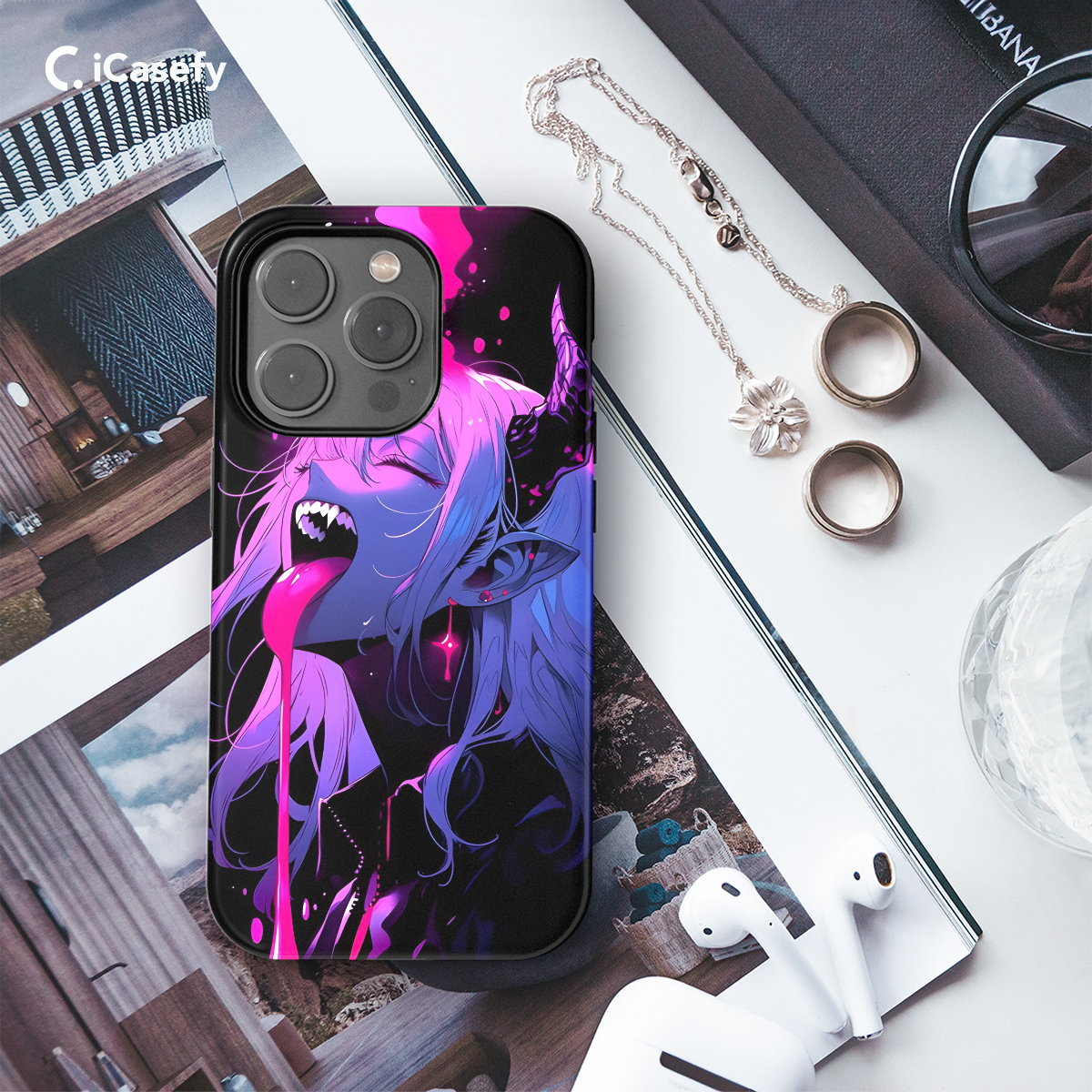 Anime Girl Gothic Phone Case iPhone Samsung Cover Pixel 632 - Image 3