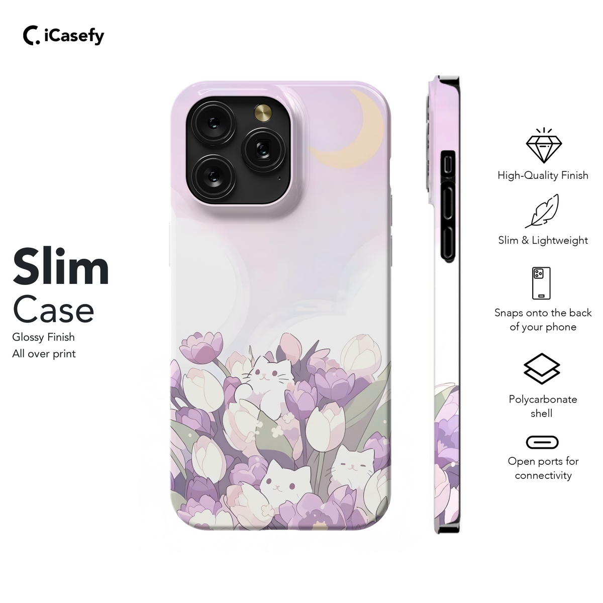 Anime White Cat Tulips Phone Case iPhone Samsung Cover Pixel 1809 - Image 7