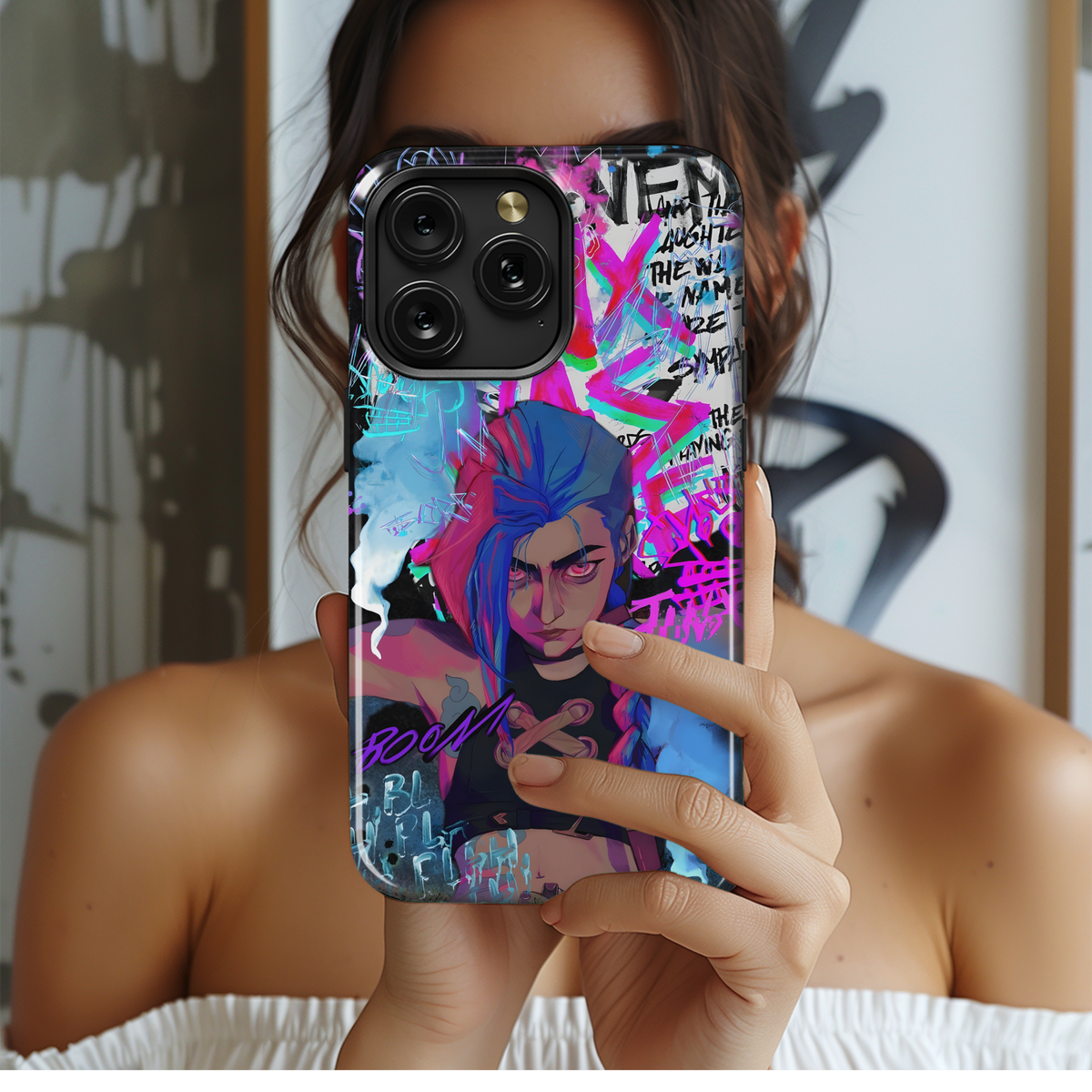 Arcane Cyberpunk Girl Power Phone Case iPhone Samsung Cover Pixel 4054 - Image 2