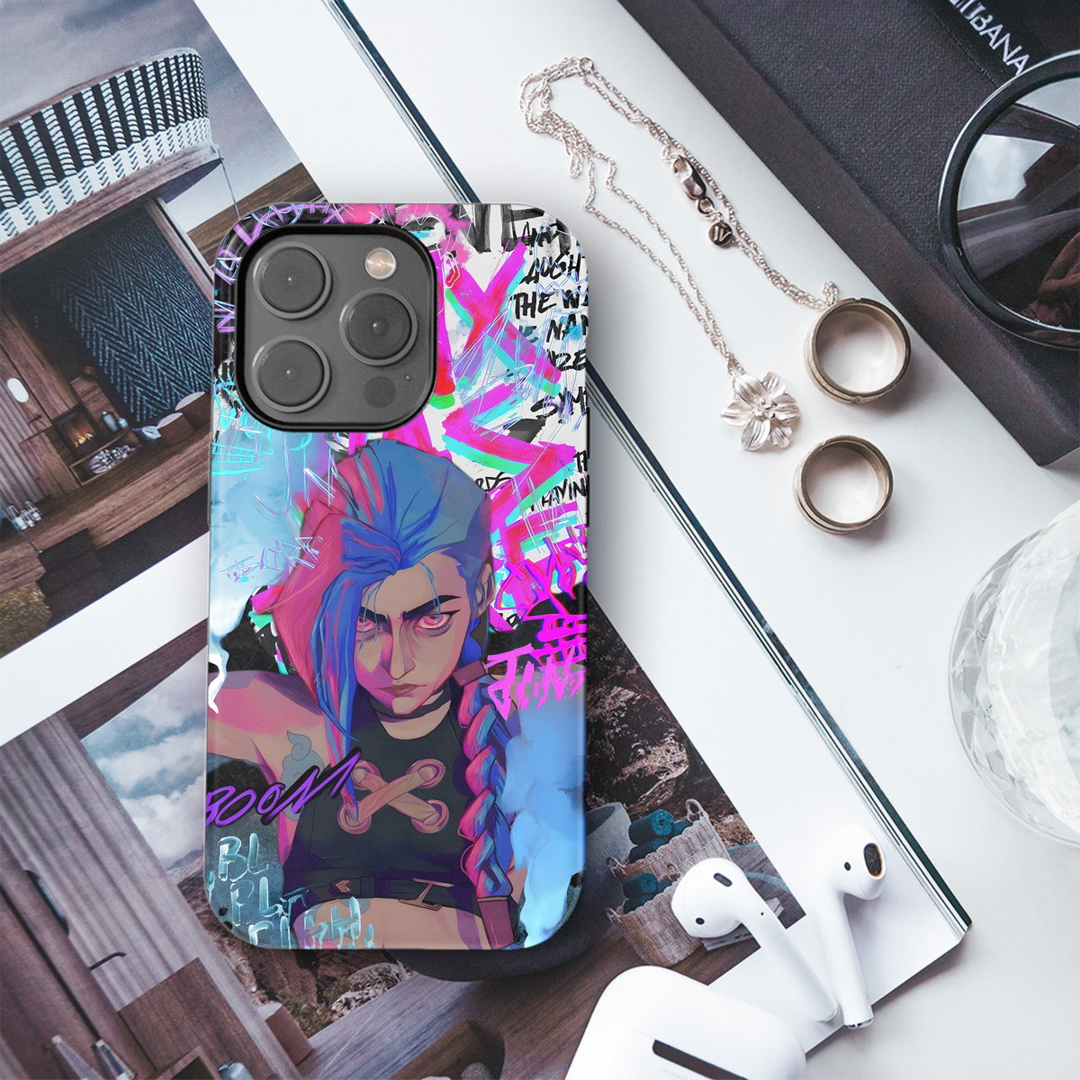 Arcane Cyberpunk Girl Power Phone Case iPhone Samsung Cover Pixel 4054 - Image 3