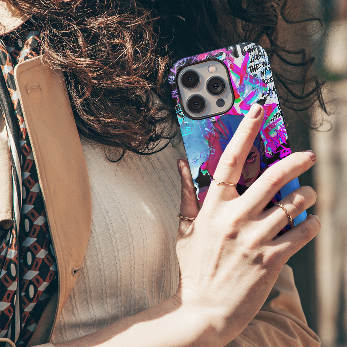 Arcane Cyberpunk Girl Power Phone Case iPhone Samsung Cover Pixel 4054 - Image 5