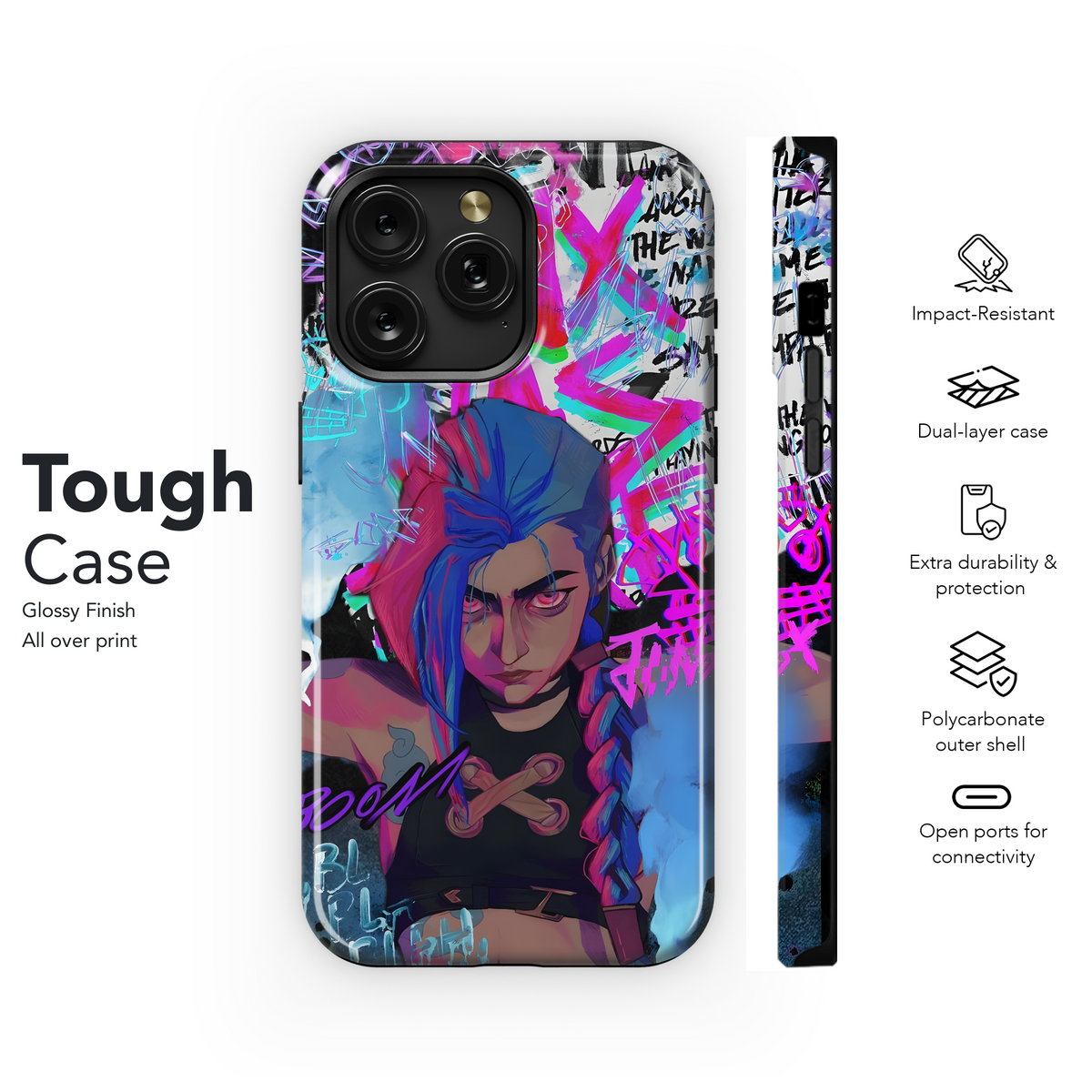 Arcane Cyberpunk Girl Power Phone Case iPhone Samsung Cover Pixel 4054 - Image 6