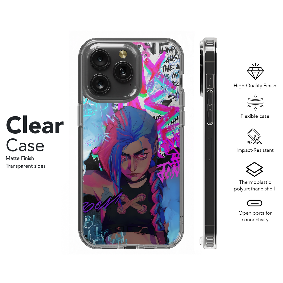 Arcane Cyberpunk Girl Power Phone Case iPhone Samsung Cover Pixel 4054 - Image 8