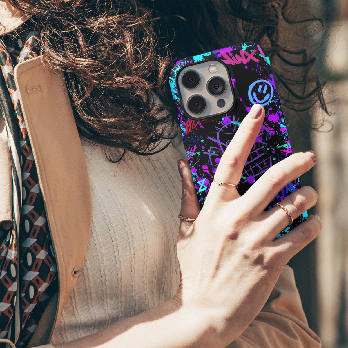 Arcane Neon Graffiti Skull Phone Case iPhone Samsung Cover Pixel 4055 - Image 5