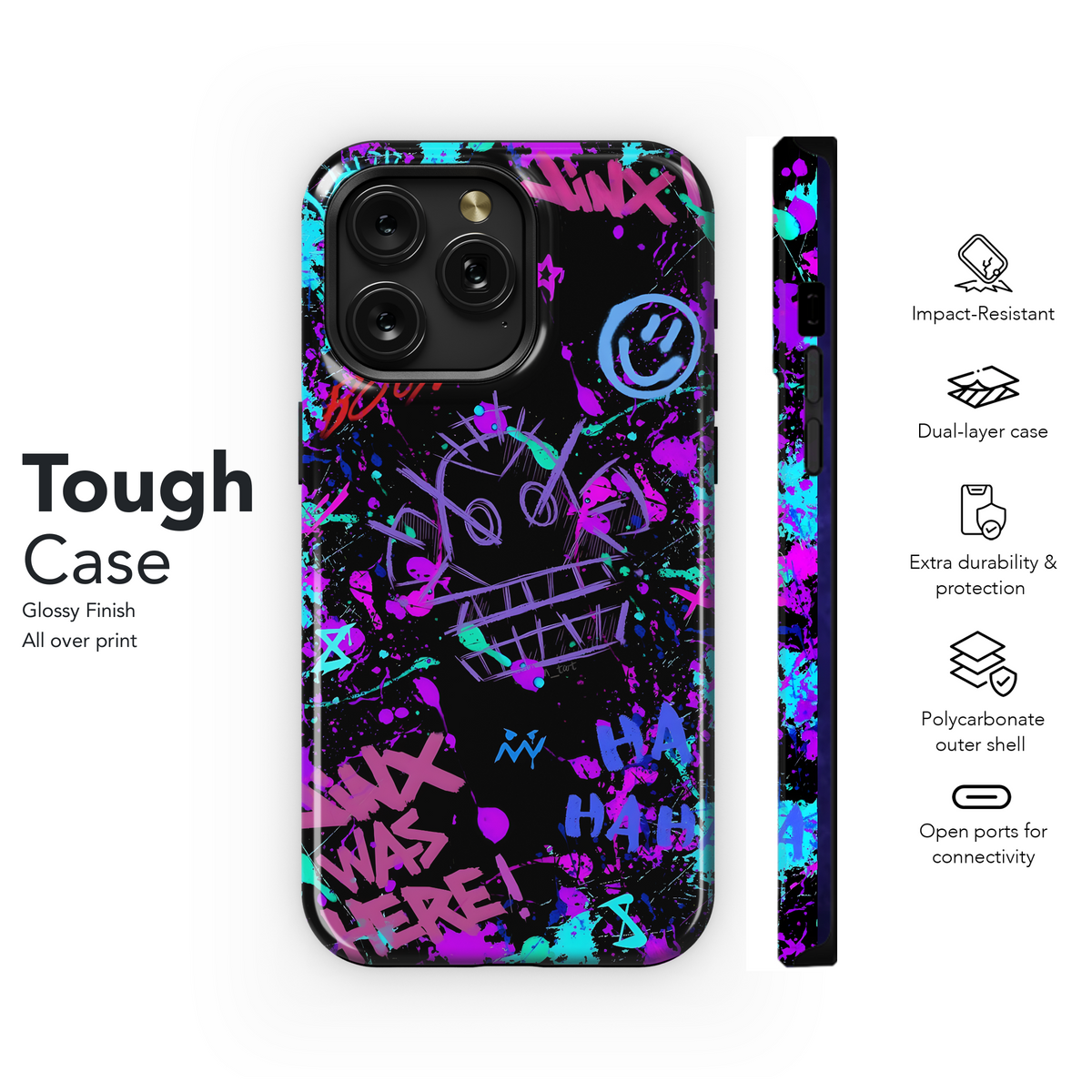 Arcane Neon Graffiti Skull Phone Case iPhone Samsung Cover Pixel 4055 - Image 6