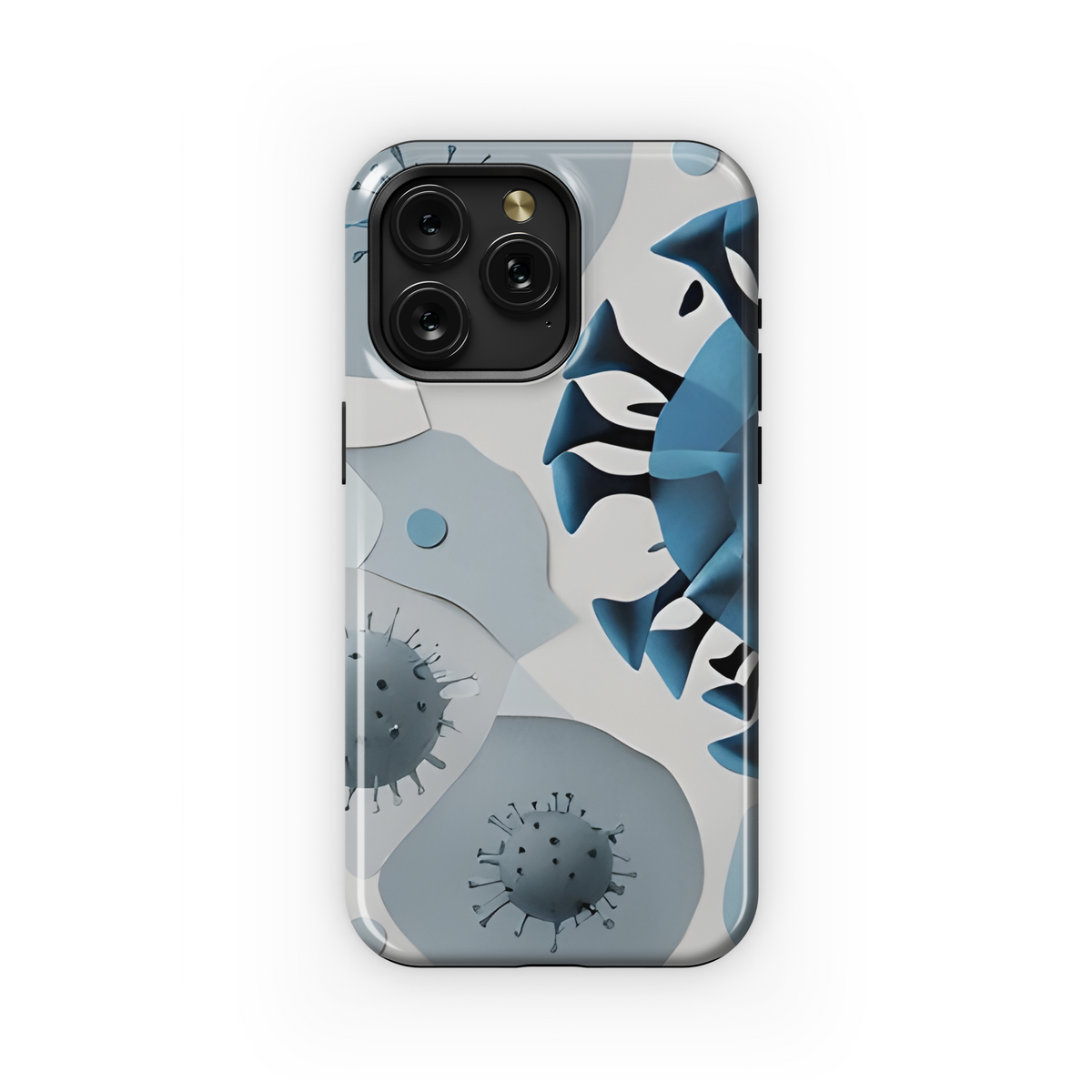 Artistic Virus Collage with Blue and Gray Phone Case iPhone Samsung Cover Pixel 3370 - Image 1