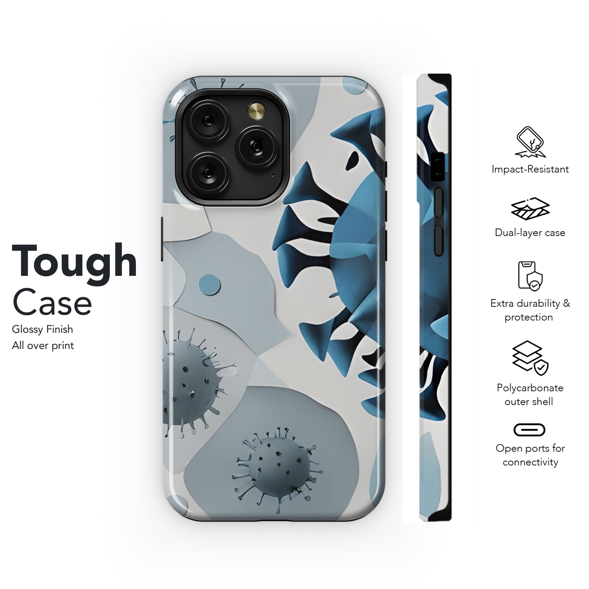 Artistic Virus Collage with Blue and Gray Phone Case iPhone Samsung Cover Pixel 3370 - Image 6