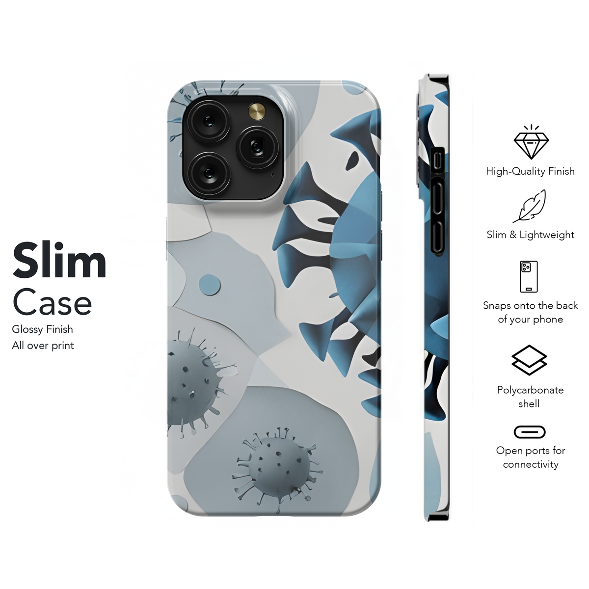 Artistic Virus Collage with Blue and Gray Phone Case iPhone Samsung Cover Pixel 3370 - Image 7