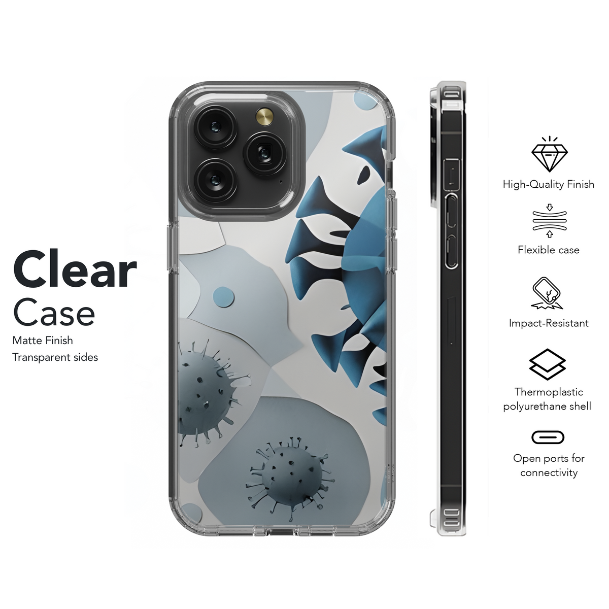 Artistic Virus Collage with Blue and Gray Phone Case iPhone Samsung Cover Pixel 3370 - Image 8